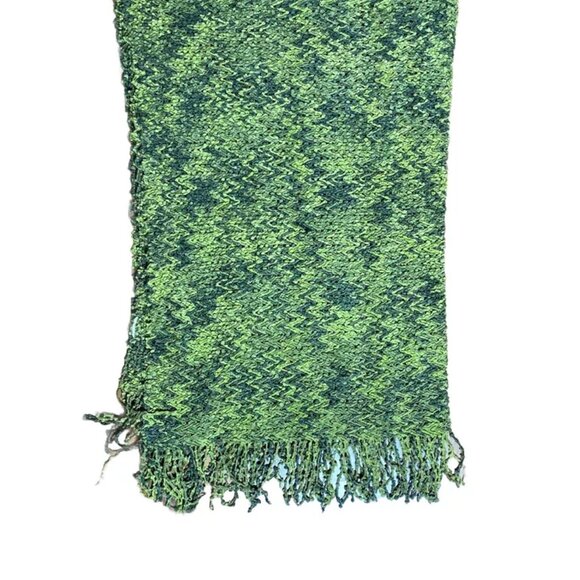 Unique Green Knit Throw Blanket Multi-Color Ziz Zag Fringe Cover Chevron Bedding - Picture 4 of 4